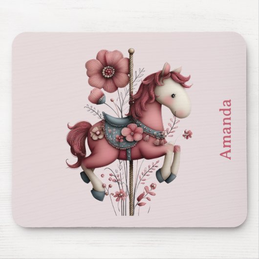 Whimsical Carousel Horse Image Mousepad (Vorne)