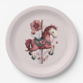 Whimsical Carousel Horse Image Pappteller (Vorderseite)
