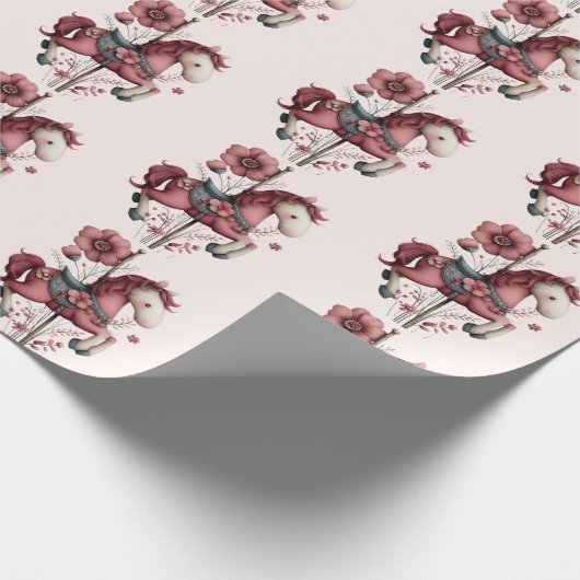 Whimsical Carousel Horse Image Pattern Geschenkpapier (Ecke)