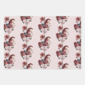 Whimsical Carousel Horse Image Pattern Geschenkpapier Set (Vorderseite 3)