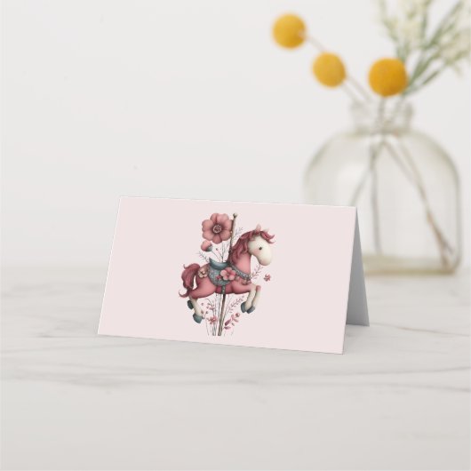 Whimsical Carousel Horse Image Platzkarte (Vorderseite)