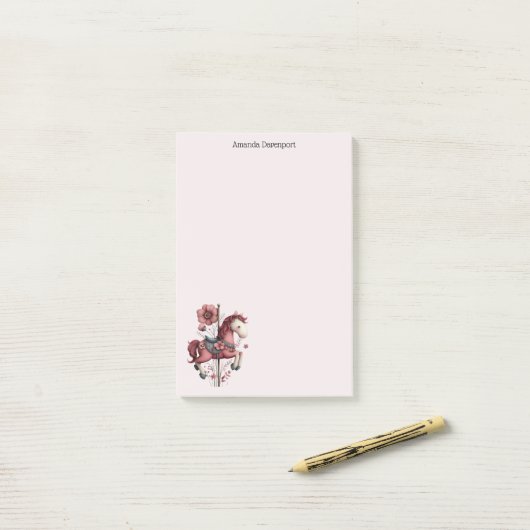 Whimsical Carousel Horse Image Post-it Klebezettel (Auf Schreibtisch)