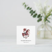 Whimsical Carousel Horse Image Quadratische Visitenkarte (Stehend Vorderseite)