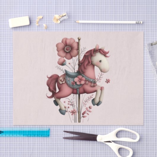 Whimsical Carousel Horse Image Seidenpapier (Handwerk)