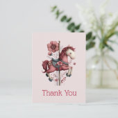 Whimsical Carousel Horse Image Thank You Postkarte (Stehend Vorderseite)