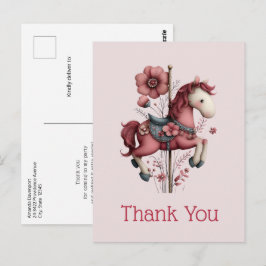 Whimsical Carousel Horse Image Thank You Postkarte