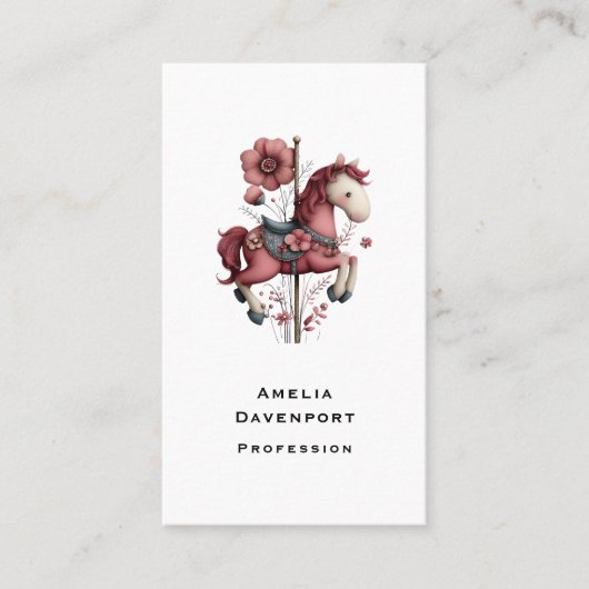 Whimsical Carousel Horse Image Visitenkarte (Vorderseite)