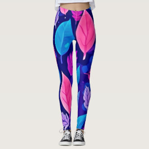Whimsical Cartoon Blätter: Lila & rosa Leggings