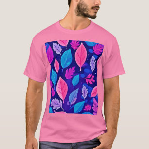 Whimsical Cartoon Blätter: Lila & rosa T-Shirt