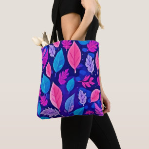 Whimsical Cartoon Blätter: Lila & rosa Tasche