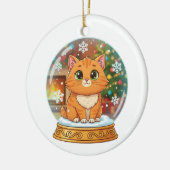 Whimsical Cartoon Cat in Snow Globe Christmas Keramik Ornament (Links)