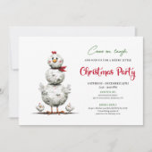 Whimsical Cartoon Chickens Holiday Party Invites Einladung (Vorderseite)