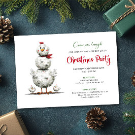 Whimsical Cartoon Chickens Holiday Party Invites Einladung