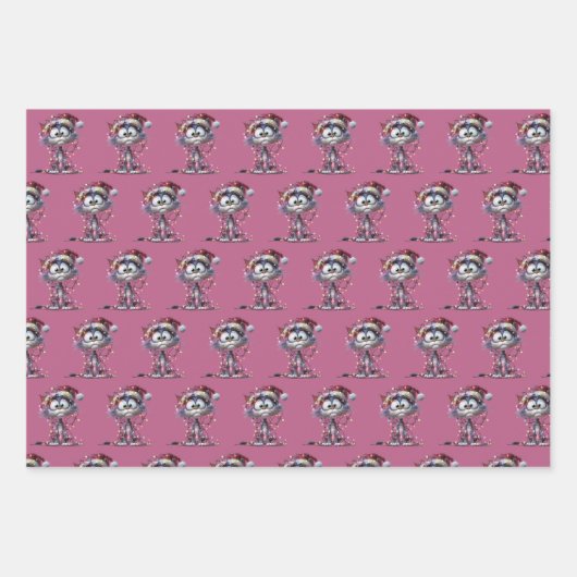 whimsical cartoon Christmas Cats Geschenkpapier Set (Vorderseite)