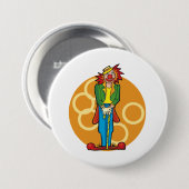 Whimsical Cartoon Clown mit hellen Farben Button (Vorne & Hinten)