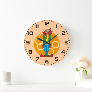 Whimsical Cartoon Clown mit hellen Farben Große Wanduhr