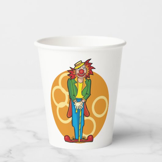 Whimsical Cartoon Clown mit hellen Farben Pappbecher (Vorderseite)