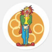 Whimsical Cartoon Clown mit hellen Farben Runder Aufkleber (Vorderseite)