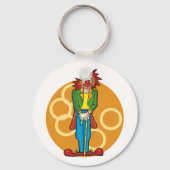 Whimsical Cartoon Clown mit hellen Farben Schlüsselanhänger (Rückseite)