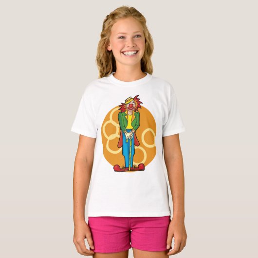 Whimsical Cartoon Clown mit hellen Farben T-Shirt (Vorne ganz)