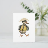 Whimsical Cartoon Duck Postcard Postkarte (Stehend Vorderseite)