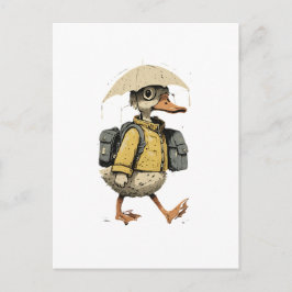 Whimsical Cartoon Duck Postcard Postkarte