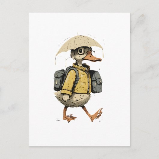Whimsical Cartoon Duck Postcard Postkarte (Vorderseite)