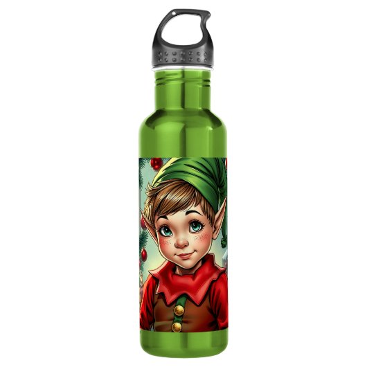 Whimsical Cartoon Elf | Christmas   Edelstahlflasche (Vorderseite)