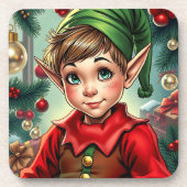 Whimsical Cartoon Elf | Christmas Getränkeuntersetzer (Vorderseite)