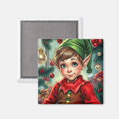 Whimsical Cartoon Elf | Christmas Magnet (Vorderseite/Rückseite)