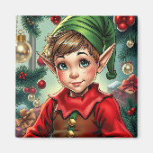 Whimsical Cartoon Elf | Christmas Magnet (Vorne)