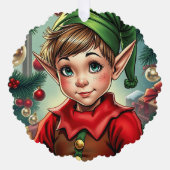 Whimsical Cartoon Elf | Christmas Ornament Karte (Vorderseite)