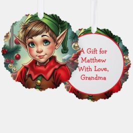Whimsical Cartoon Elf | Christmas Ornament Karte