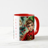 Whimsical Cartoon Elf | Christmas Personalized Tasse (VorderseiteRechts)