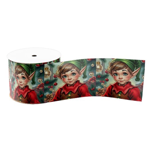 Whimsical Cartoon Elf | Christmas Ripsband (Spule)