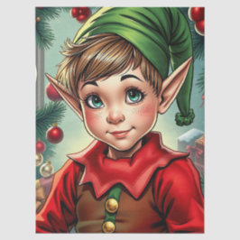 Whimsical Cartoon Elf | Christmas Seidenpapier