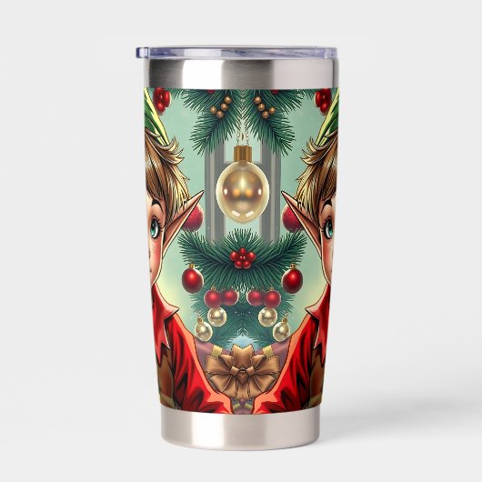 Whimsical Cartoon Elf | Christmas Thermobecher (Rechts)