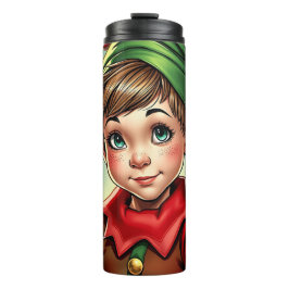 Whimsical Cartoon Elf | Christmas   Thermosbecher