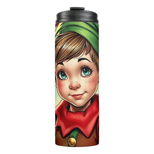 Whimsical Cartoon Elf | Christmas Thermosbecher (Vorderseite)