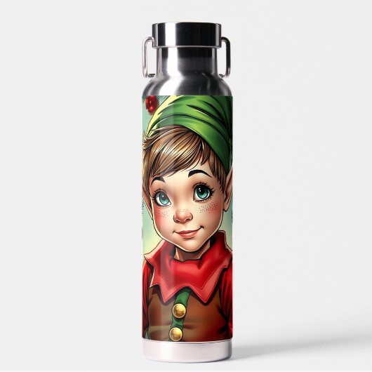 Whimsical Cartoon Elf | Christmas Trinkflasche (Vorne)