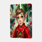 Whimsical Cartoon Elf | Personalized Christmas Ornament Aus Metall (Vorderseite links)