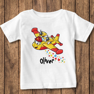 Whimsical Cartoon-Feuerwehrflugzeug  Baby T-shirt