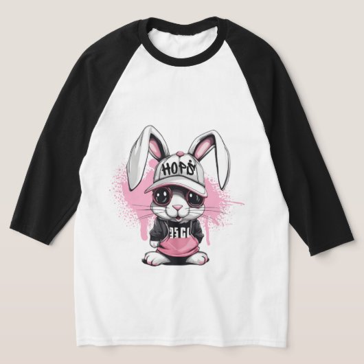 Whimsical Cartoon Hip Hop Bunny T-Shirt (Ablage )