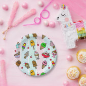 Whimsical Cartoon Ice Cream Girl's Birthday Party Pappteller (Party)