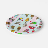 Whimsical Cartoon Ice Cream Girl's Birthday Party Pappteller (Schrägansicht)