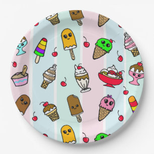 Whimsical Cartoon Ice Cream Girl's Birthday Party Pappteller