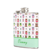 Whimsical Cartoon Owls Drink Flasche Flachmann (Links)