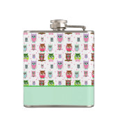 Whimsical Cartoon Owls Drink Flasche Flachmann (Rückseite)