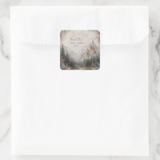 Whimsical Castle Forest Wedding Sticker (Tasche)