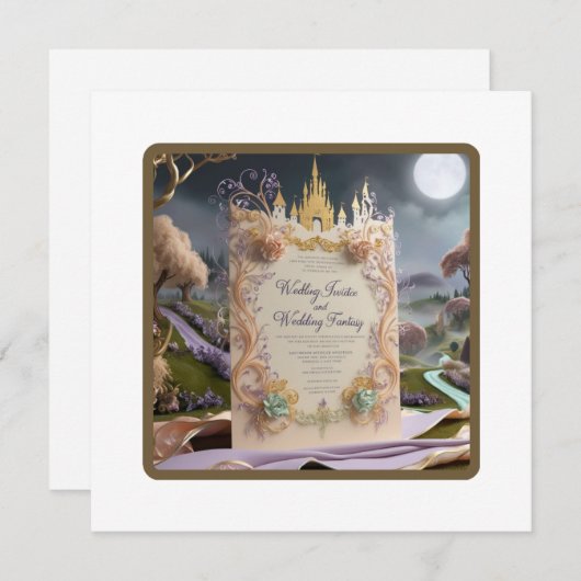 Whimsical Castle Wedding Einladung: Eine Märchen F Einladung (Vorne/Hinten)